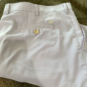Men's Peter Millar purple and white ticking, stripe crown sport short size 40